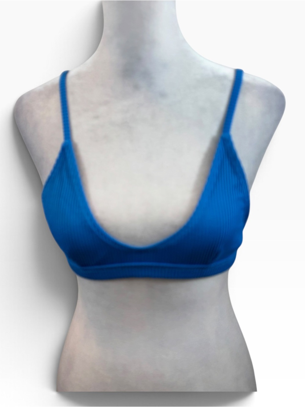 Prima Swim Brand Blue Ribbed Bikini Top Size Small